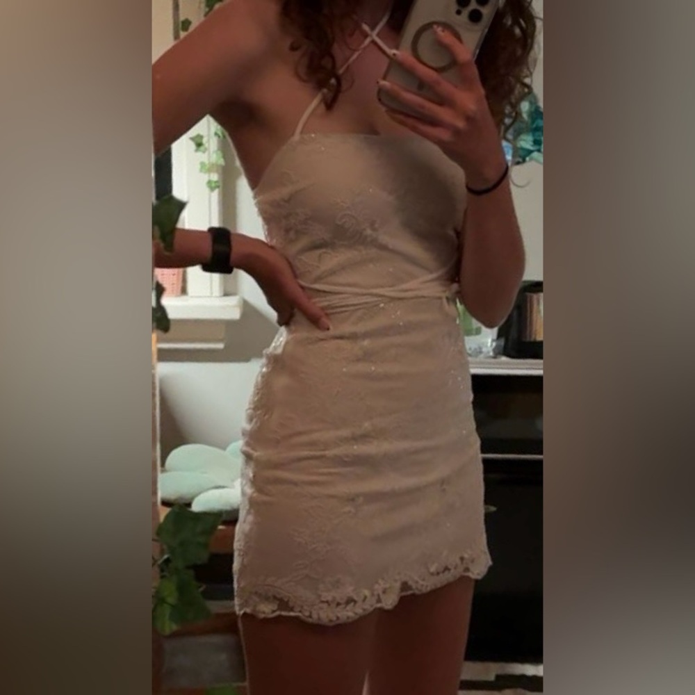 Lucy in the Sky White Lace Mini Dress